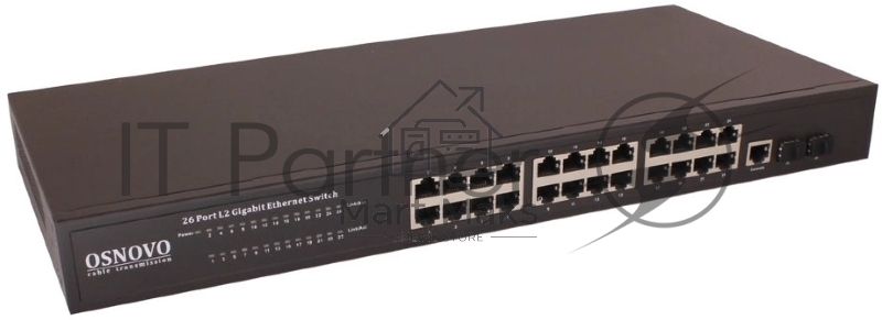 Коммутатор OSNOVO SW-72402/L2, 24×1 Гбит/с + 2×1 Гбит/с SFP, управляемый