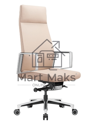Кресло руководителя Бюрократ _JONS/BEIGE бежевый, кожа, крестовина алюминий