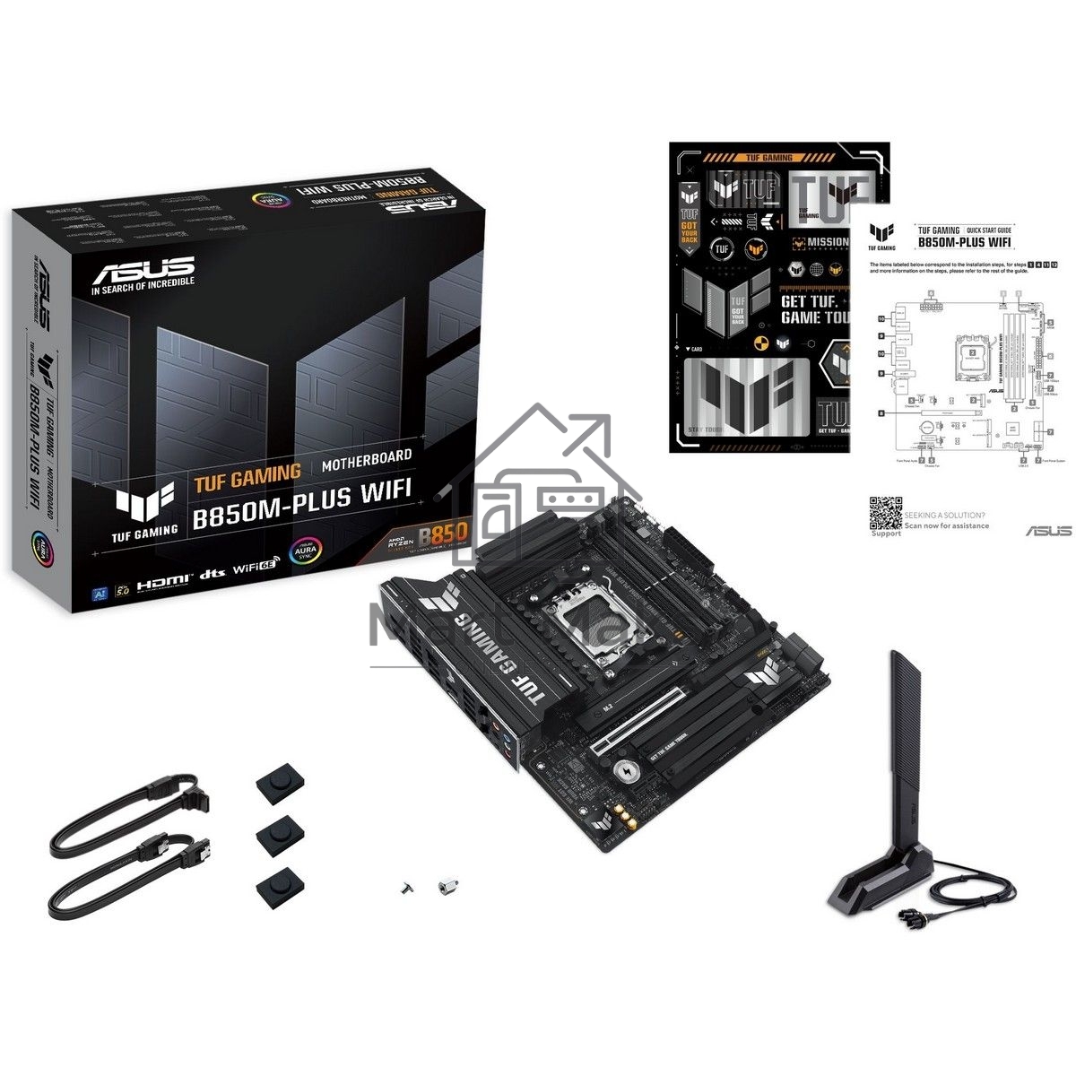 Материнская плата ASUS TUF GAMING B850M-PLUS WIFI, AM5, AMD B850, 4xDDR5, 4xSATA, 3xM.2, 1xPCIe 4.0 x16, 1xHDMI, 1xDP, 1x 2.5Gb LAN, 1xUSB-C 20Gbps, 3xUSB-A 10Gbps, 4xUSB-A 5Gbps, 4xUSB-A 2.0, 7.1, micro-ATX