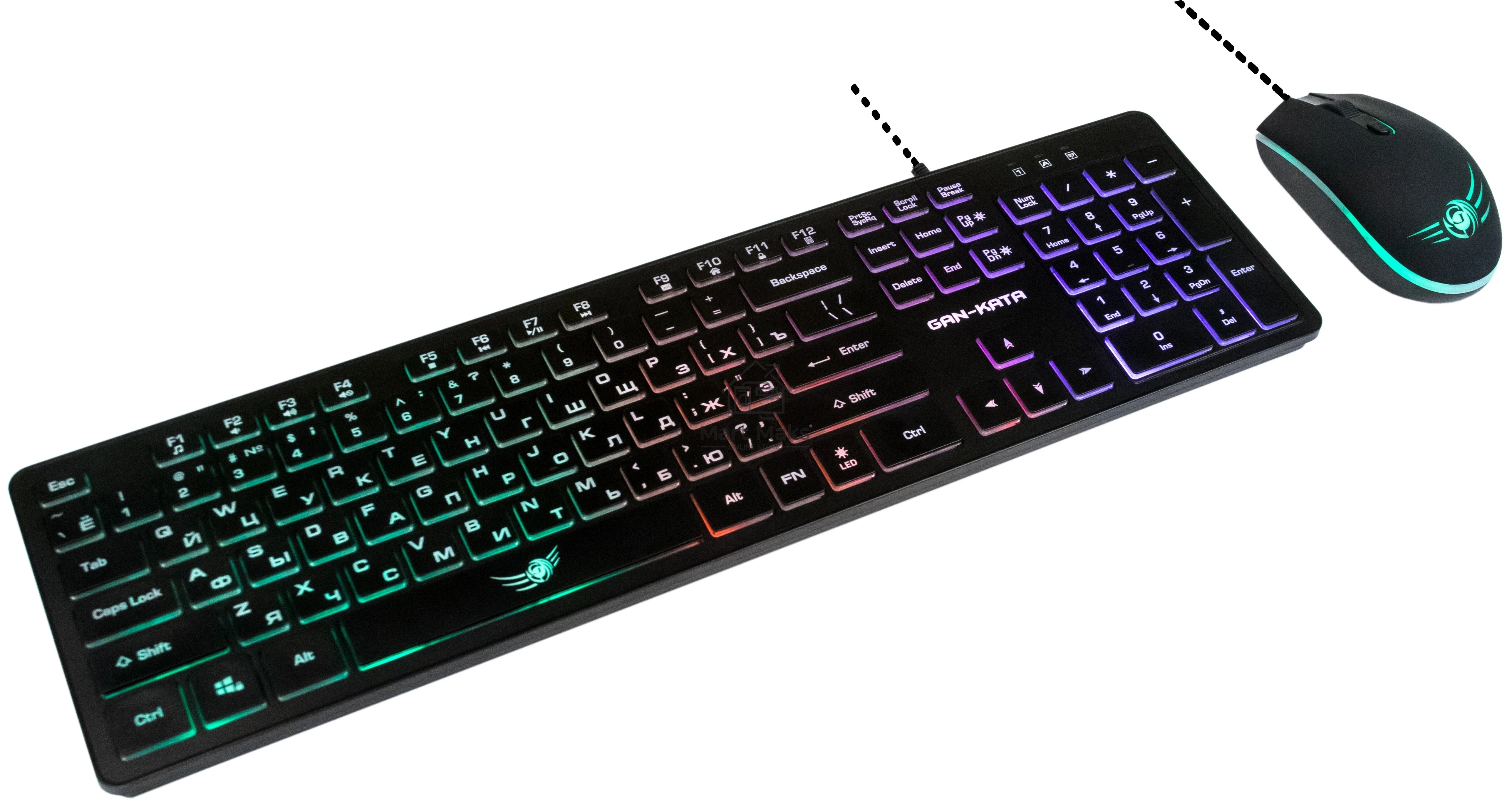 Комплект клавиатура+мышь Dialog Gan-Kata KMGK-1707U проводной, USB, 1600 DPI, чёрный