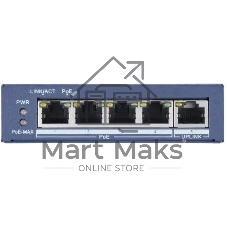 Коммутатор Hikvision DS-3E0505P-E, 4×1 Гбит/с PoE+ + 1×1 Гбит/с, неуправляемый