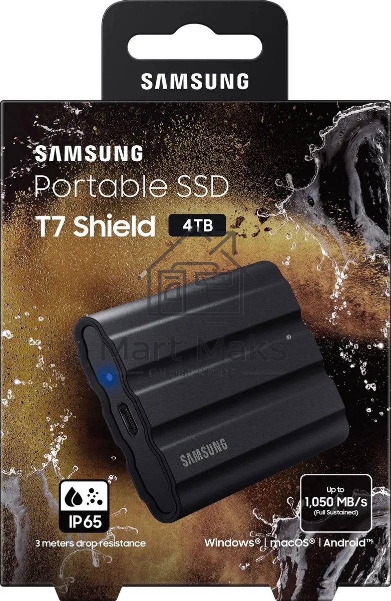 Твердотельный диск Samsung T7 Shield External 4Tb BLACK USB 3.2 (MU-PE4T0S/WW)