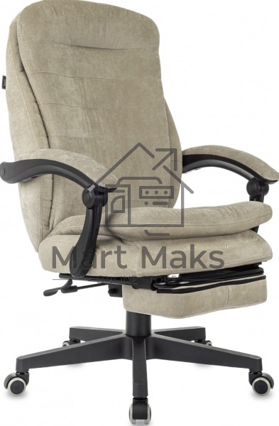 Кресло руководителя Бюрократ T-9950MSG-F Fabric песочный Light-21, крестов. пластик, подст. для ног