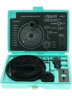 Набор коронок Sturm! 5440202 по дереву (15пред.) для шуруповертов