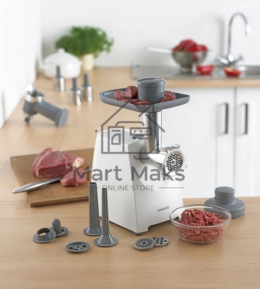 Мясорубка электрическая Kenwood MG 360 белый, 1400 Вт, 1.5 кг/мин, реверс, насадки - 5