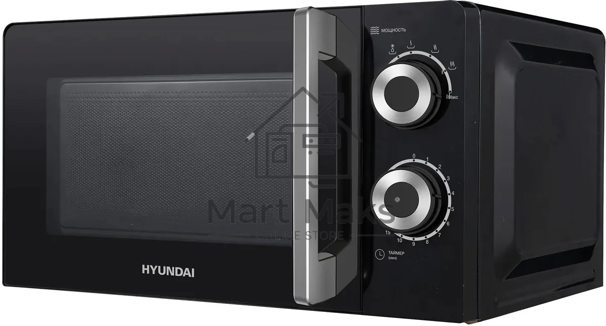 Микроволновая печь Hyundai HYM-M2054 черный/серебристый, 20 л, 700 Вт, переключатели - поворотный механизм