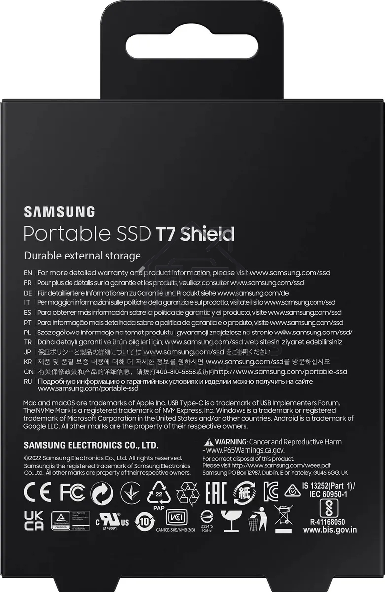 Твердотельный диск Samsung T7 Shield External 4Tb BLACK USB 3.2 (MU-PE4T0S/WW)
