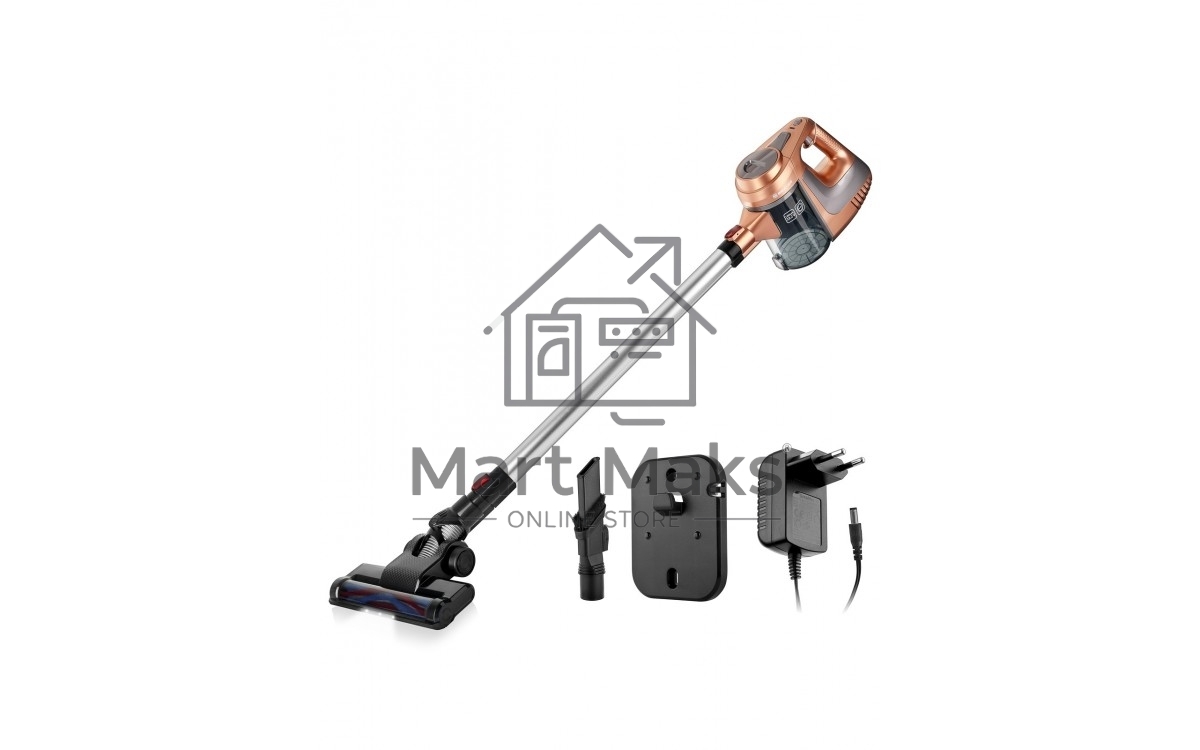 Пылесос вертикальный BRAYER BR4261 бежевый, питание от аккумулятора, 80 Вт, уборка сухая, пылесборник 1 л, работа от АКБ max 35 мин