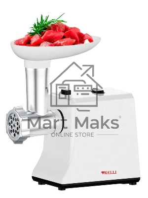 Мясорубка электрическая Kelli KL-5008 белый, 2600 Вт, 1.5 кг/мин, реверс, защита от перегрузки, насадки - 2