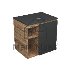 Тумба Bau Dream Blackwood 60 правая, графит, раковина BAU Nimb 51х41 белая, смеситель Hotel Dream Black, нерж. сталь, черный
