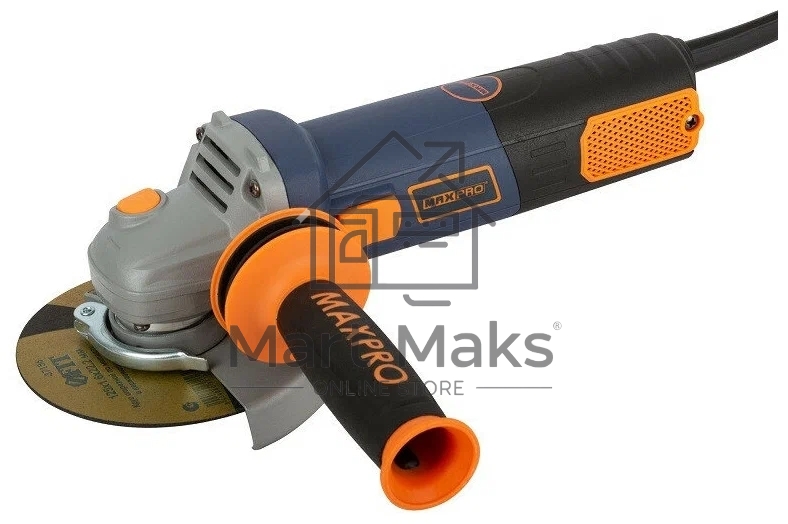 Шлифмашина угловая MAX-PRO MPAG950/125Q1 950 Вт, 3000-11000 об/мин, быстрозажимной кожух 125 мм, регулировка оборотов, антивибрационная ручка, дополнительные щетки,