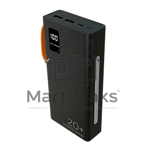 Мобильный аккумулятор More choice (4620202550569) PB22-20 с кабелем 2USB 2.1A - 20000mAh черный