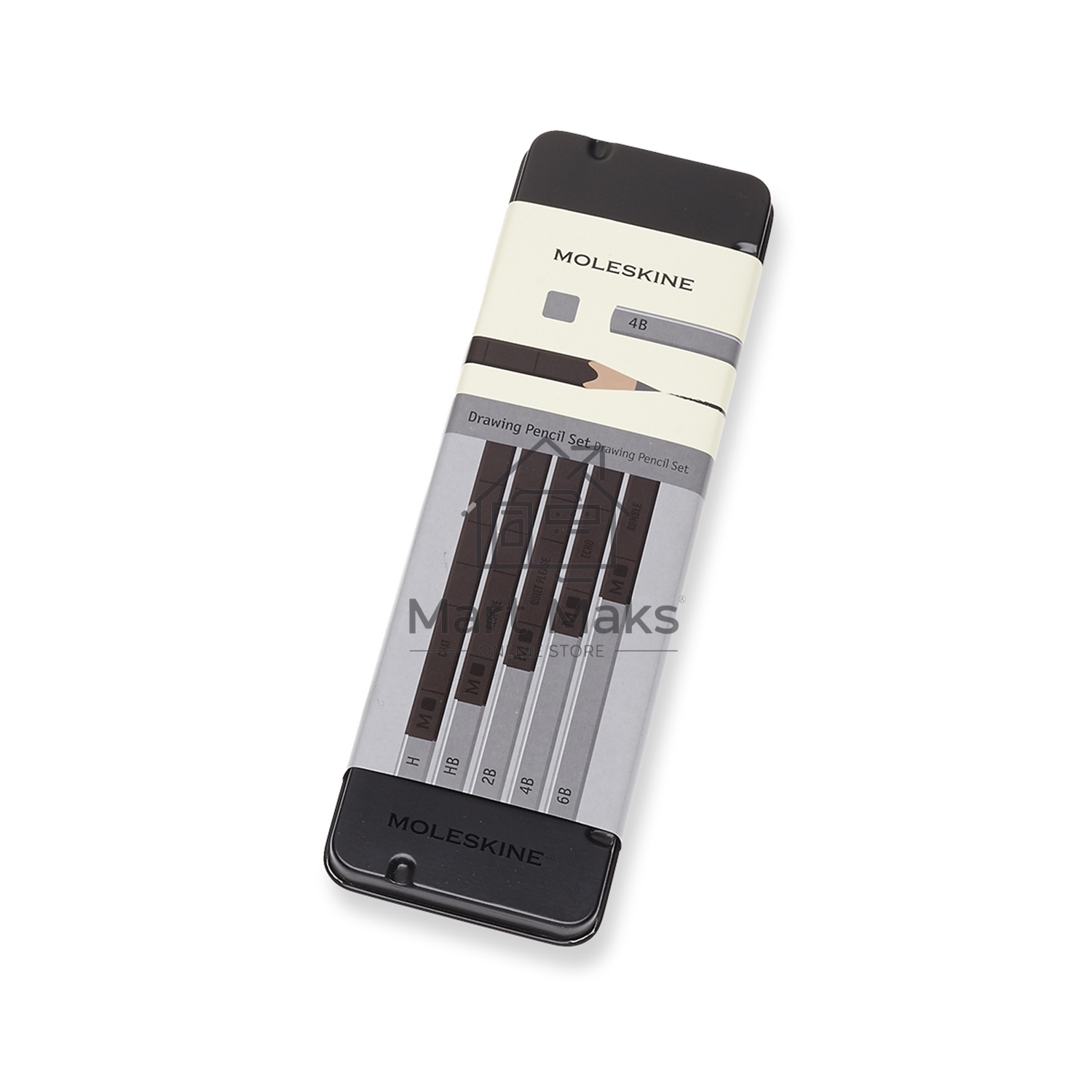 Набор карандашей чернографитных Moleskine DRAWING SET EW7P05GPHA мет.кор. 5 кар.H/HB/2B/4B/6B