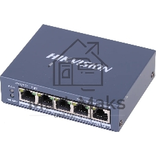 Коммутатор Hikvision DS-3E0505P-E, 4×1 Гбит/с PoE+ + 1×1 Гбит/с, неуправляемый