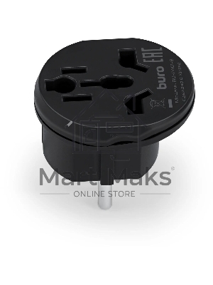 Адаптер-переходник Buro BU-PA01-B, 1 розетка, черный (пакет ПЭ)