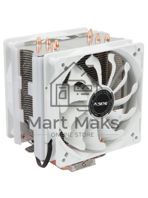 Кулер для процессора Alseye S120D-W белый, 120 мм, алюминий/медь, 1700 об/мин, 38.8 дБ, 4 pin, 135 Вт, 153 мм