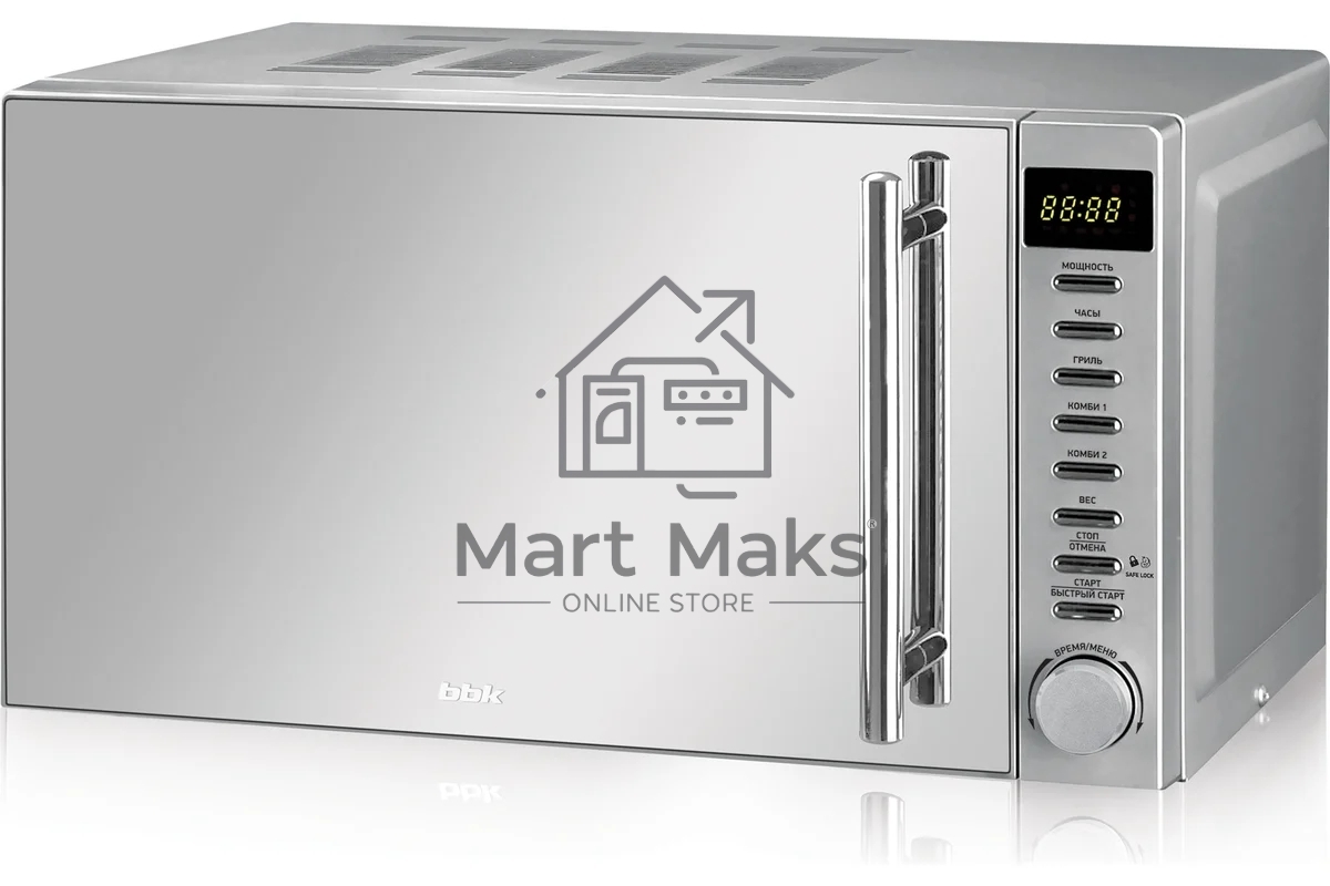 Микроволновая печь BBK 20MWG-733T/BS-M серебристый, 20 л, 700 Вт, поворотный тактовый механизм, кнопки