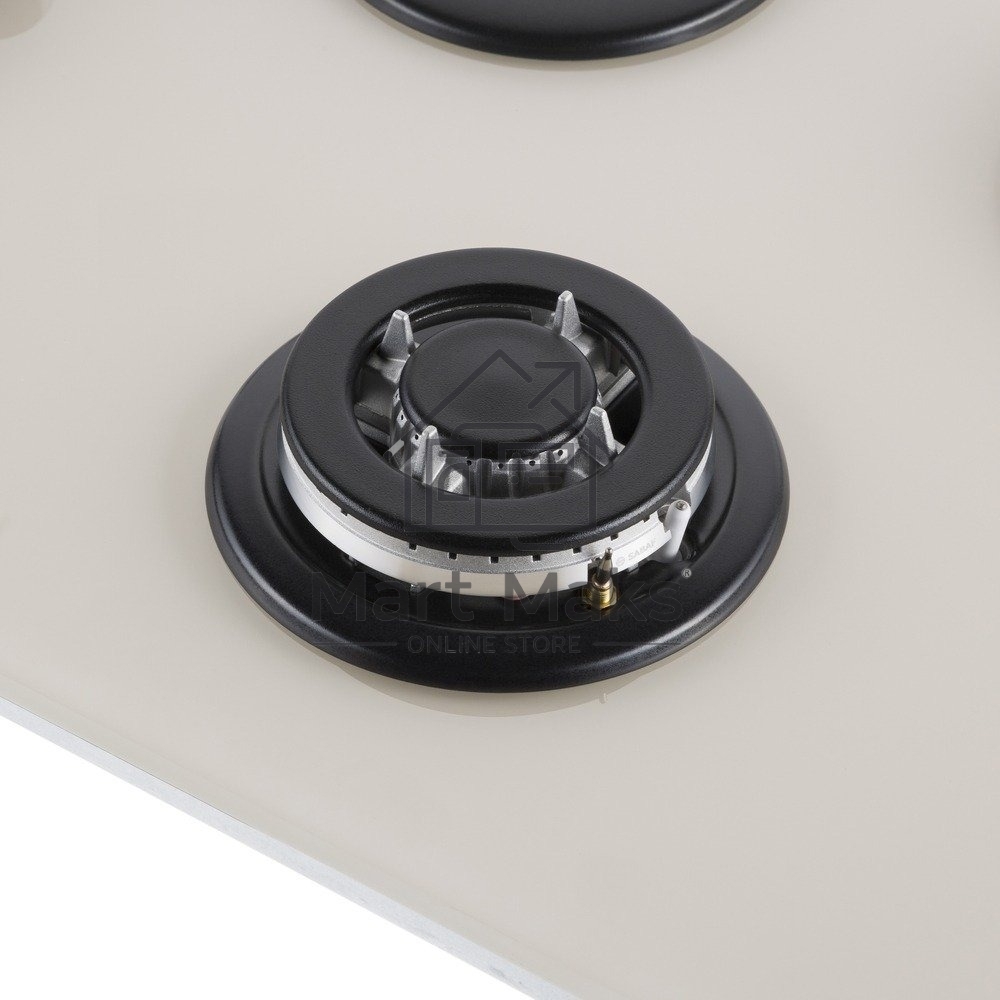 Газовая варочная панель Maunfeld EGHG.43.33CBG/G газ, ширина 45 см, 3 конфорки, WOK, чугунные решетки, газ-контроль, электроподжиг, бежевый