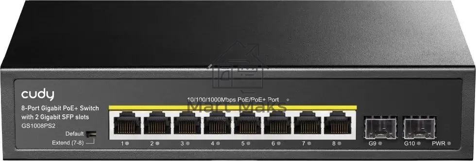 Коммутатор Cudy GS1008PS2 (L2) 8x1Гбит/с 2SFP 8PoE+ 120W неуправляемый