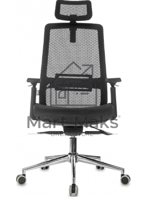 Кресло руководителя Бюрократ MC-912-H черный, сетка с подголов. крестов. металл хром