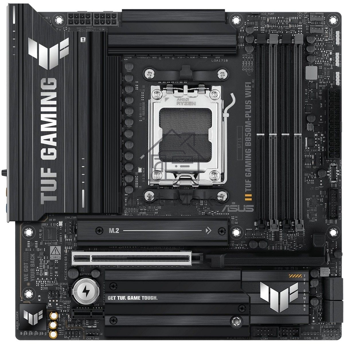 Материнская плата ASUS TUF GAMING B850M-PLUS WIFI, AM5, AMD B850, 4xDDR5, 4xSATA, 3xM.2, 1xPCIe 4.0 x16, 1xHDMI, 1xDP, 1x 2.5Gb LAN, 1xUSB-C 20Gbps, 3xUSB-A 10Gbps, 4xUSB-A 5Gbps, 4xUSB-A 2.0, 7.1, micro-ATX