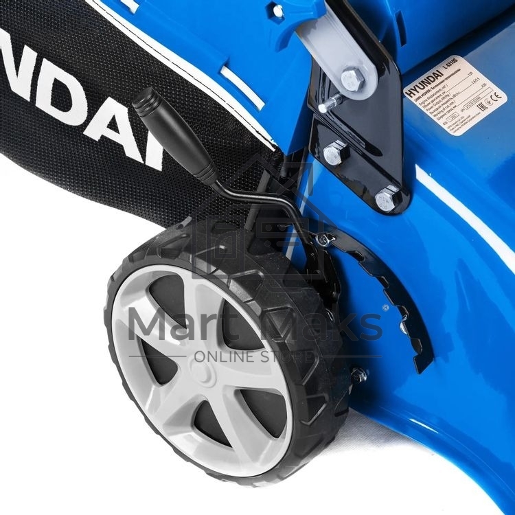 Бензиновая газонокосилка HYUNDAI L 4310S двигатель HYUNDAI ICV150,4-х такт, 3,5 л.с./149 см3, 43 см, 225-75 мм, 32 кг