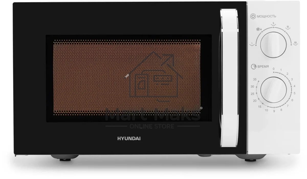 Микроволновая печь Hyundai HYM-M2023 белый/хром, 23 л, 800 Вт, переключатели - поворотный механизм