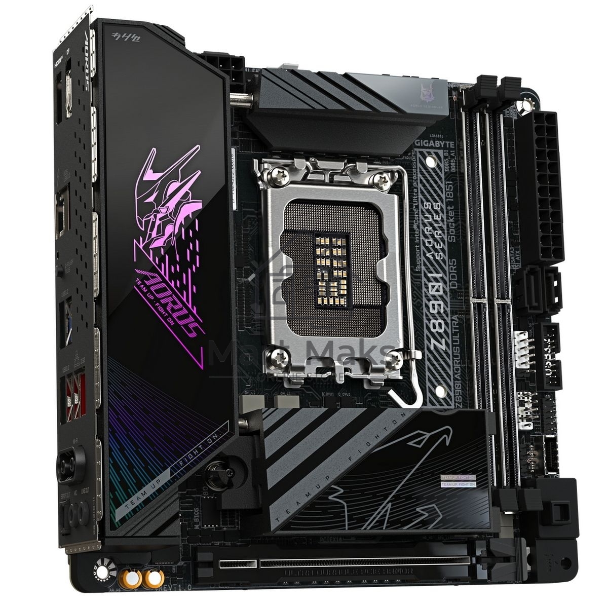 Материнская плата Gigabyte Z890I AORUS ULTRA, LGA 1851, Intel Z890, 2xDDR5, 2xSATA, 2xM.2, 1xPCIe 5.0 x16, 1xDP, 1xHDMI, 1xUSB-C, 1x Thunderbolt 4, 1x 2.5Gb LAN, 2xUSB-A 3.2 Gen 1, 3xUSB-A 3.2 Gen 2, 2x3.5 мм, TOSLINK, 7.1, 1xUSB4, Mini-ITX