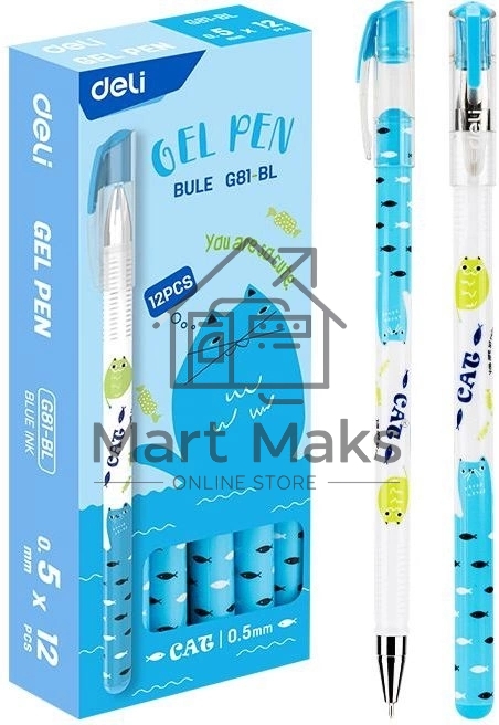 Ручка гелевая Deli EG81-BL ассорти, синие чернила, линия 0.5мм