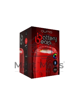 Колонка беспроводная QUMO BatteryBeats BT5.0 5Вт IP64 FM SD USB AUX подсветка 1500мА·ч красный