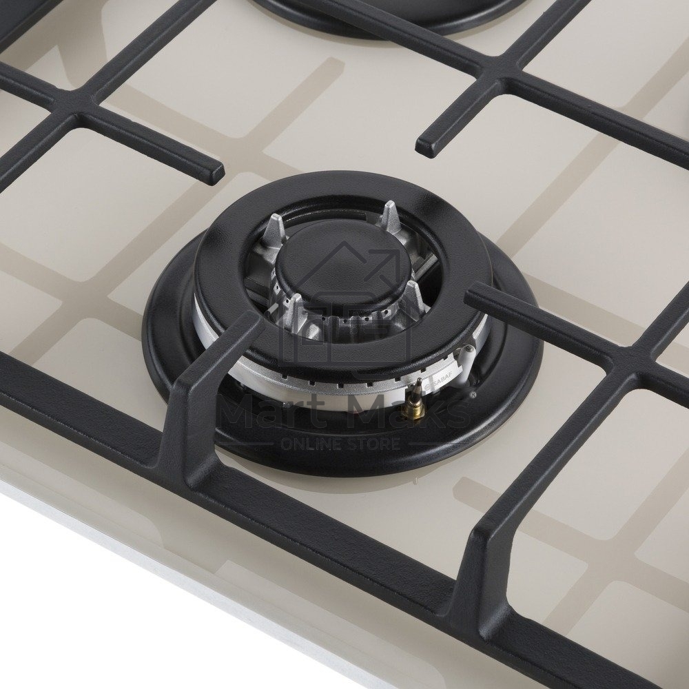 Газовая варочная панель Maunfeld EGHG.43.33CBG/G газ, ширина 45 см, 3 конфорки, WOK, чугунные решетки, газ-контроль, электроподжиг, бежевый