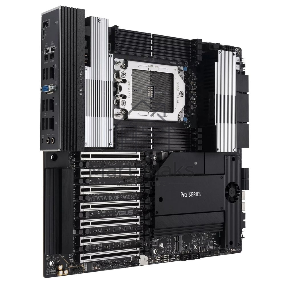 Материнская плата ASUS Pro WS WRX90E-SAGE SE, sTR5, AMD WRX90, 8xDDR5, 4xSATA, 4xM.2, 6xPCI-E 5.0 x16, 1xPCI-E 5.0 x8, 1xVGA, 2xMiniDP, 3x 10Gb LAN, 6xUSB-A 3.2 Gen 2, 1xUSB-A 2.0, 2xUSB-C USB4, 2x3.5 мм, 5.1, SSI EEB