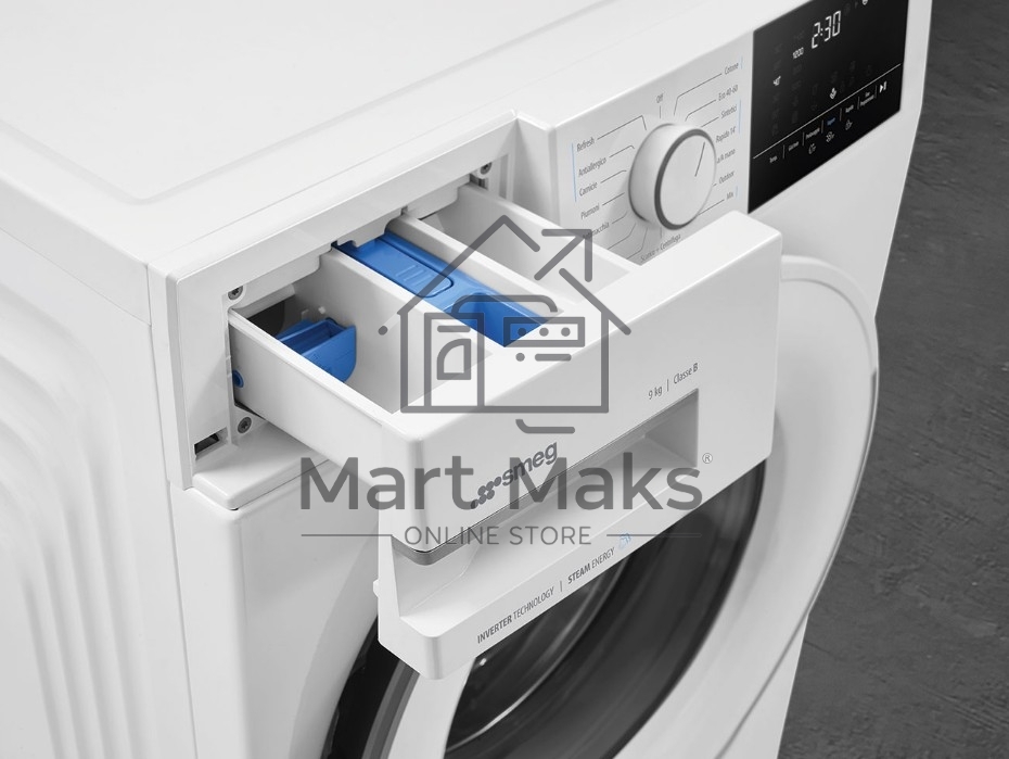 Стиральная машина SMEG WN94SEB белый, загрузка фронтальная 9 кг, 1400 об/мин, класс А+++