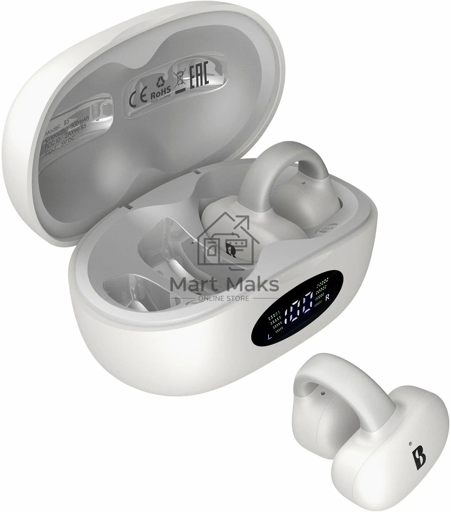 Гарнитура вкладыши A4Tech Biosong B5 TWS белый беспроводные bluetooth крепление за ухом