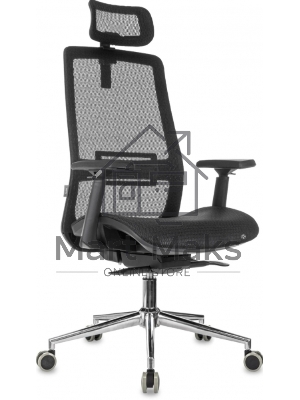 Кресло руководителя Бюрократ MC-912-H черный, сетка с подголов. крестов. металл хром