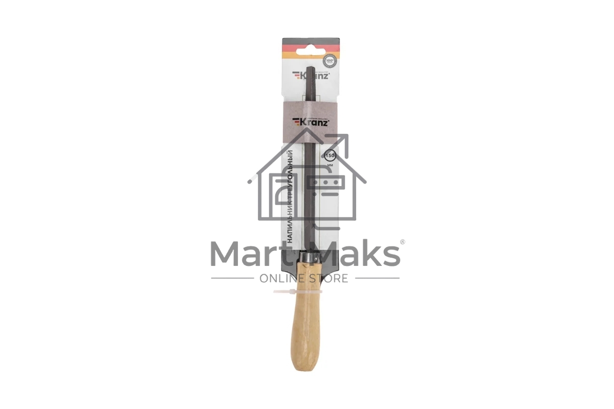 Напильник треугольный Kranz 150 мм, деревянная ручка