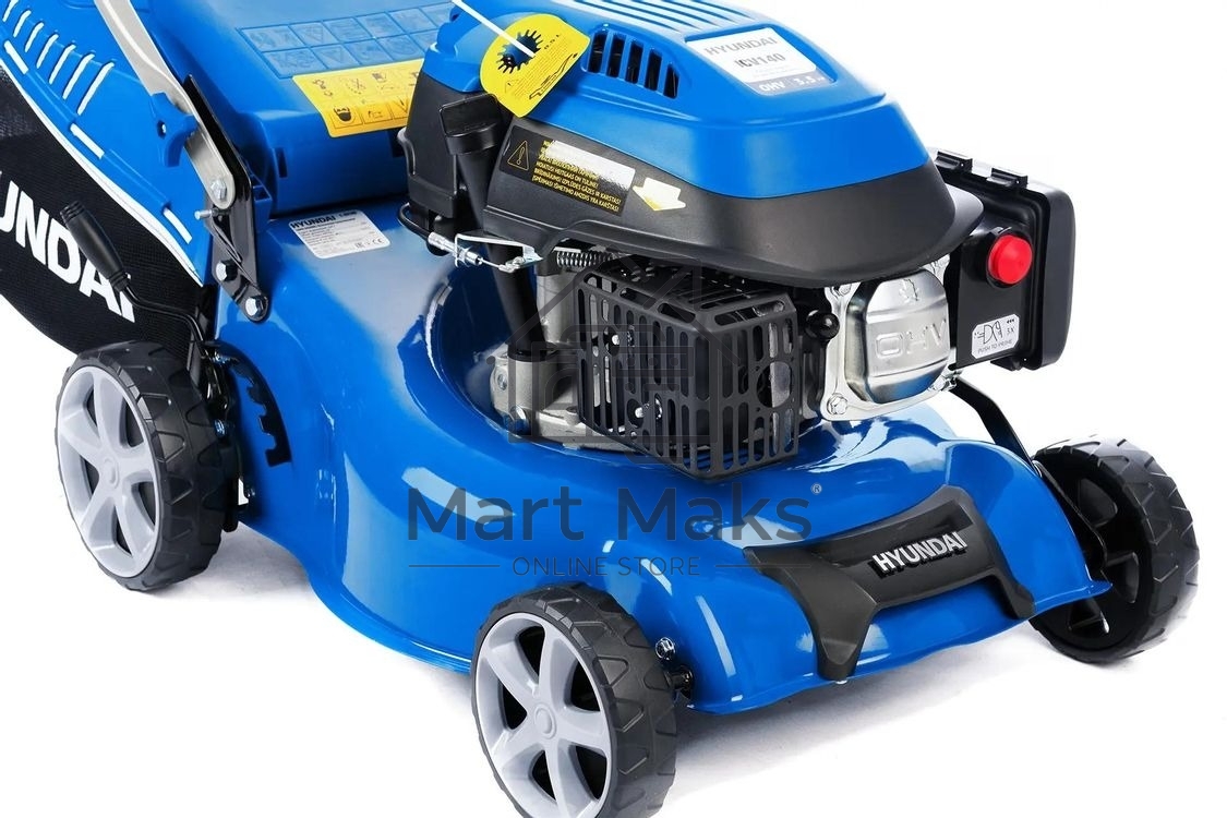 Бензиновая газонокосилка HYUNDAI L 4310S двигатель HYUNDAI ICV150,4-х такт, 3,5 л.с./149 см3, 43 см, 225-75 мм, 32 кг