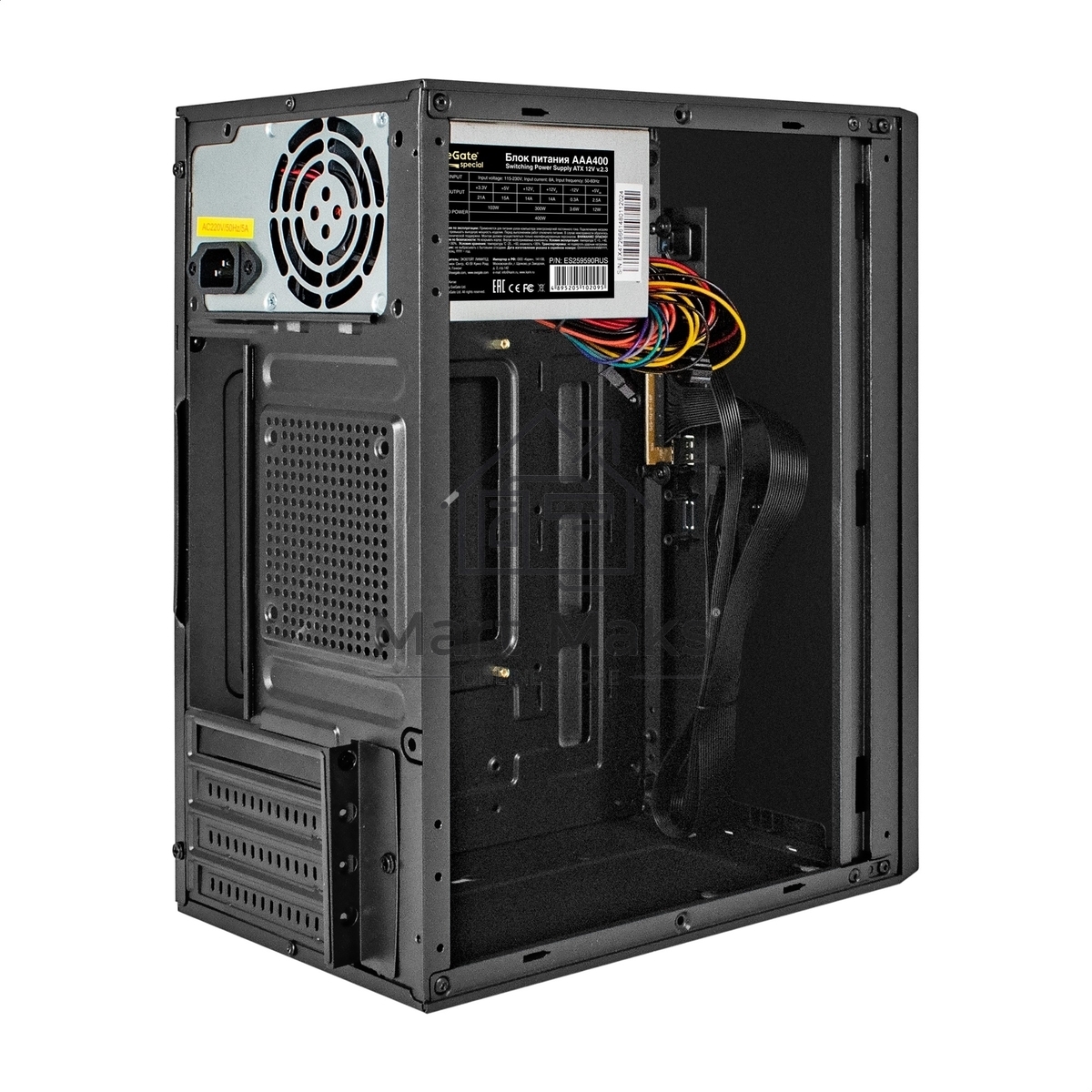 Корпус Minitower ExeGate BAA-303M-AA500 (mATX, БП AA500 с вент. 8см, 2*USB, HD Audio, черный)