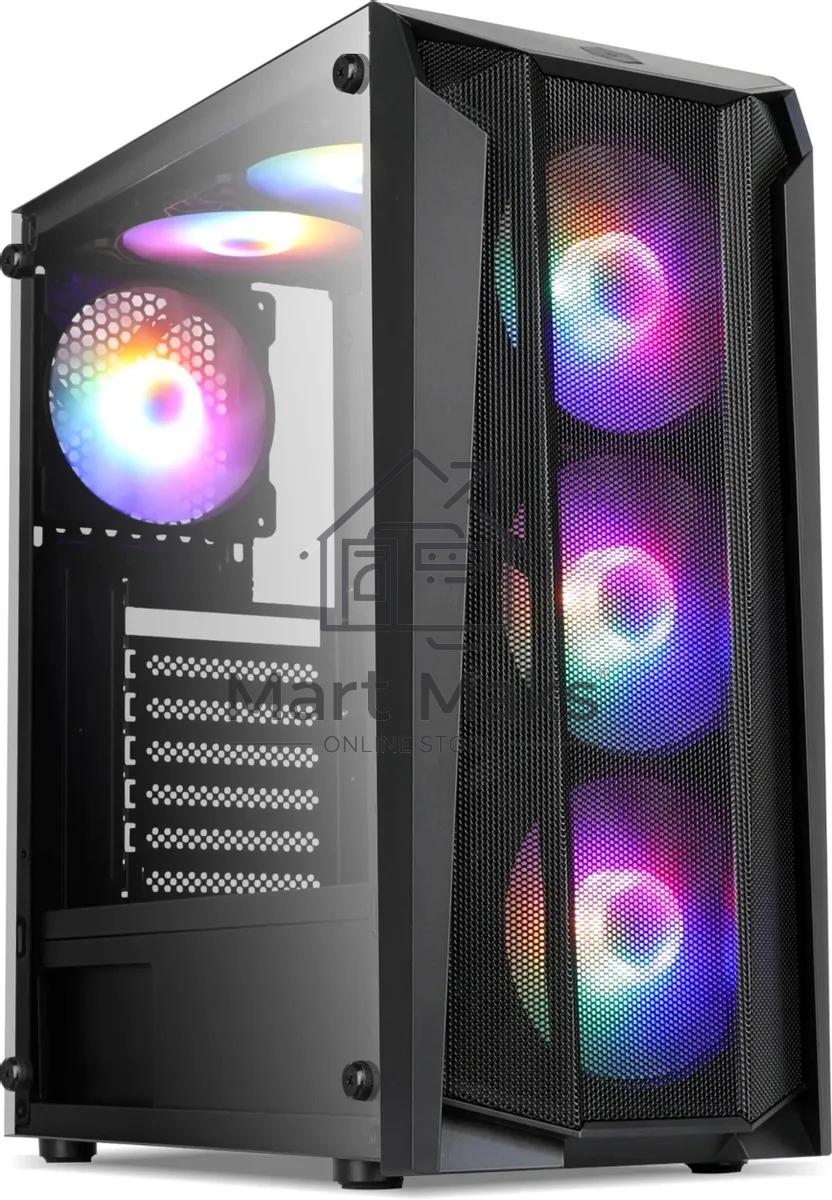 Компьютерный корпус Оклик OCC-MD302 черный без БП ATX 6x120mm 2xUSB2.0 1xUSB3.0 audio bott PSU