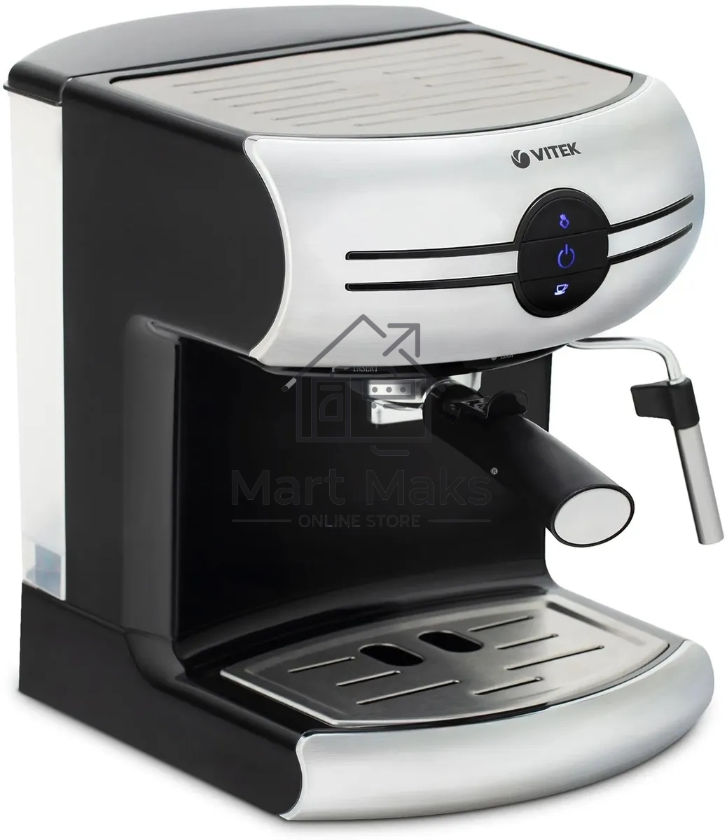 Кофеварка рожковая Vitek VT-1507 серебристый/черный, исп. кофе - молотый, 1.5 л, 1050 Вт, 15 Бар.