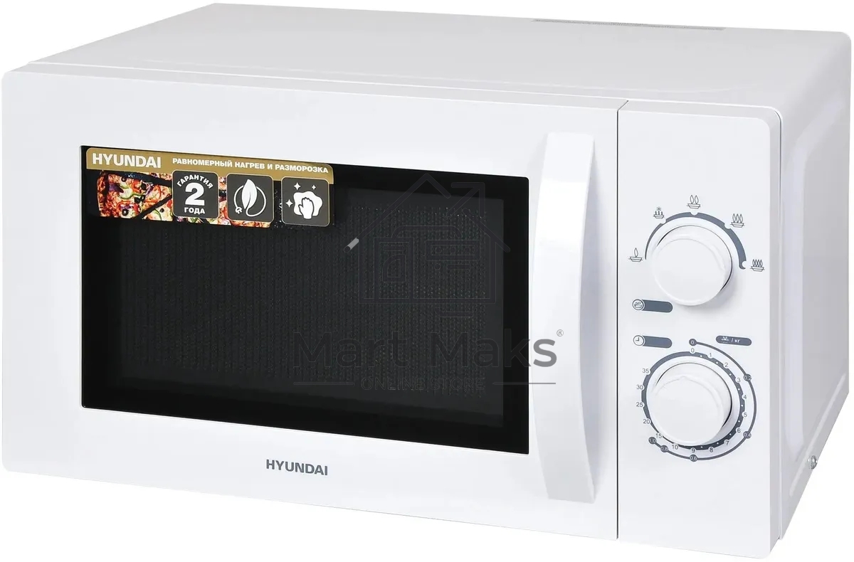 Микроволновая печь Hyundai HYM-M2059 белый, 20 л, 700 Вт, переключатели - поворотный механизм