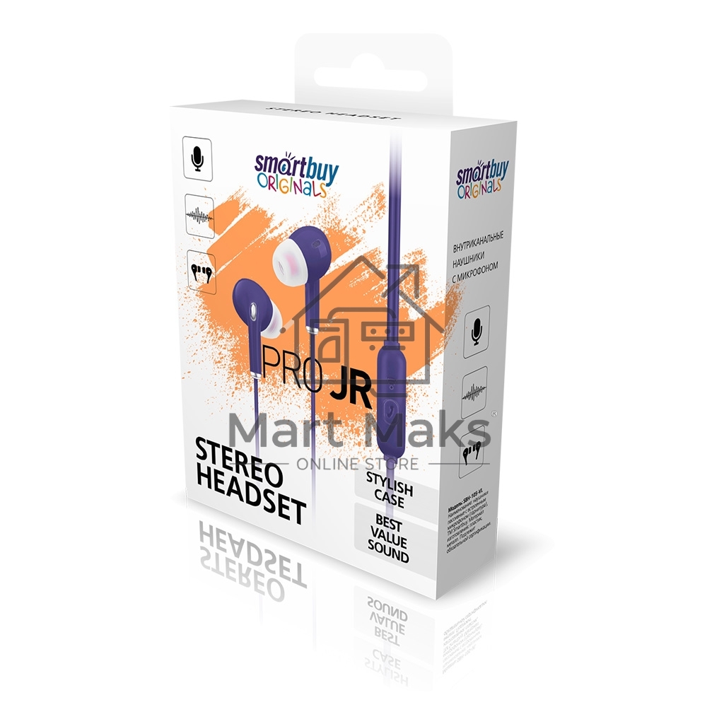 Внутриканальная гарнитура Smartbuy Pro JR, фиолетовая (SBH-105-VI)