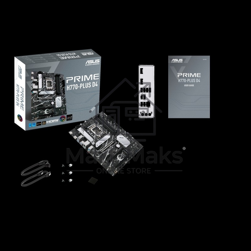 Материнская плата ASUS PRIME H770-PLUS D4, LGA1700, Intel H770, 4xDDR4, 4xSATA, 4xM.2, 1xPCIe 5.0 x16, 2xPCIe 4.0 x16, 2xPCIe x1, 1xDP, 1xHDMI, 1x2.5Gb LAN, 2xUSB-A 10Gbps, 3xUSB-A 5Gbps, 2xUSB-A 2.0, 1xUSB-C 10Gbps, 3x3.5 мм, 7.1, ATX