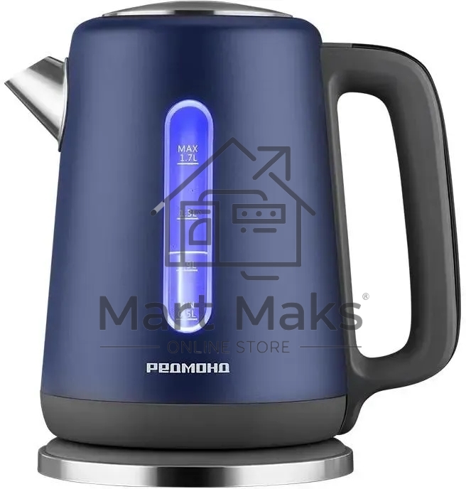 Чайник электрический Redmond KM238 1.7л. 2200 Вт синий, нержавеющая сталь/стекло/пластик