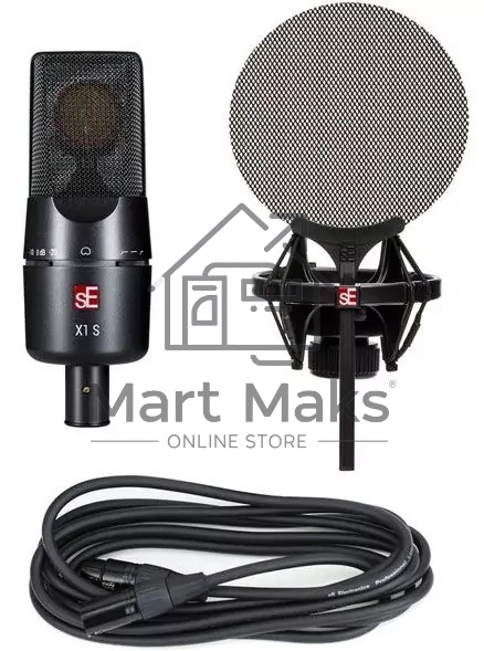 Микрофон конденсаторный sE Electronics X1 S VOCAL PACK 20 Гц 20 кГц, кардиоида, комплектация: металлический поп-фильтр, держатель типа паук, 3-х метровый микрофонный кабель