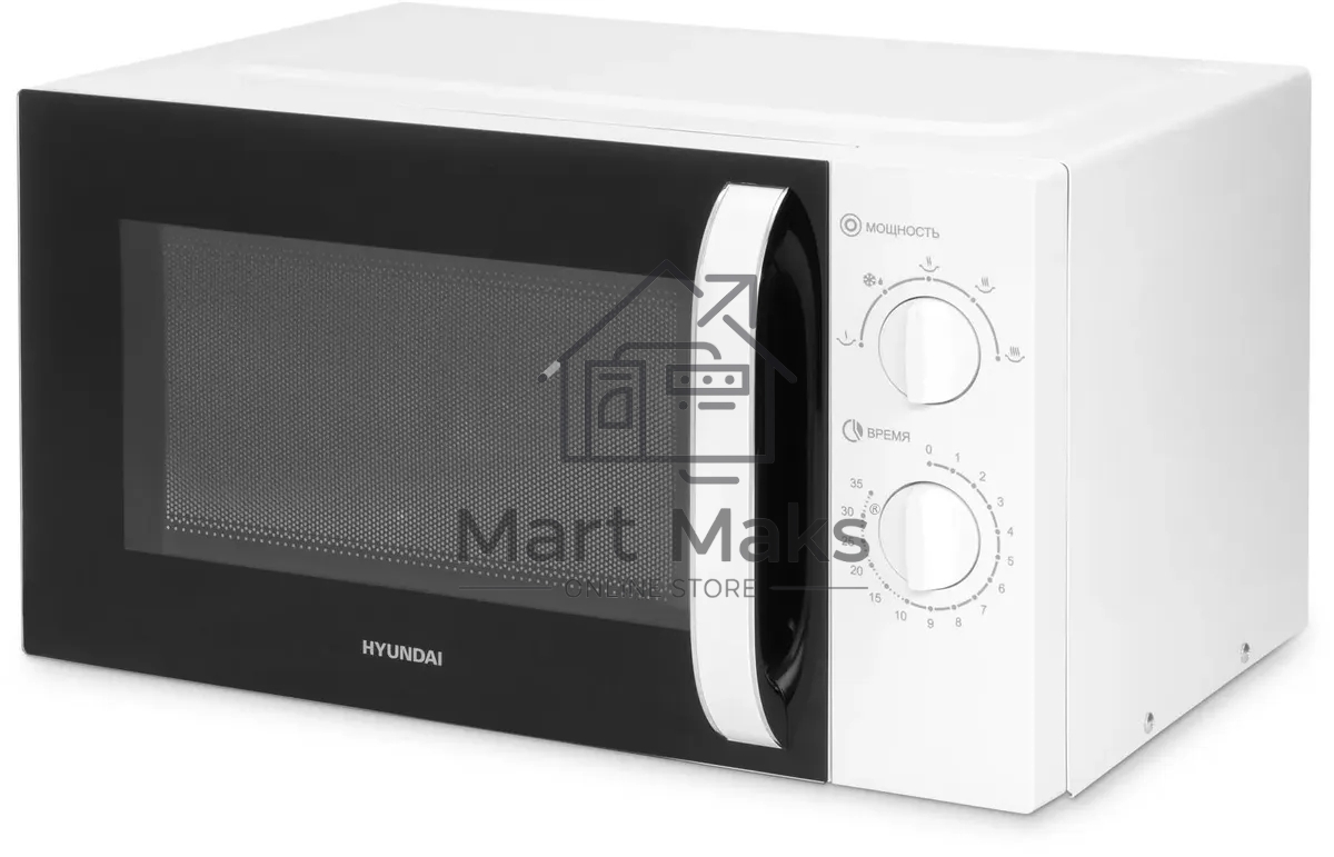 Микроволновая печь Hyundai HYM-M2023 белый/хром, 23 л, 800 Вт, переключатели - поворотный механизм