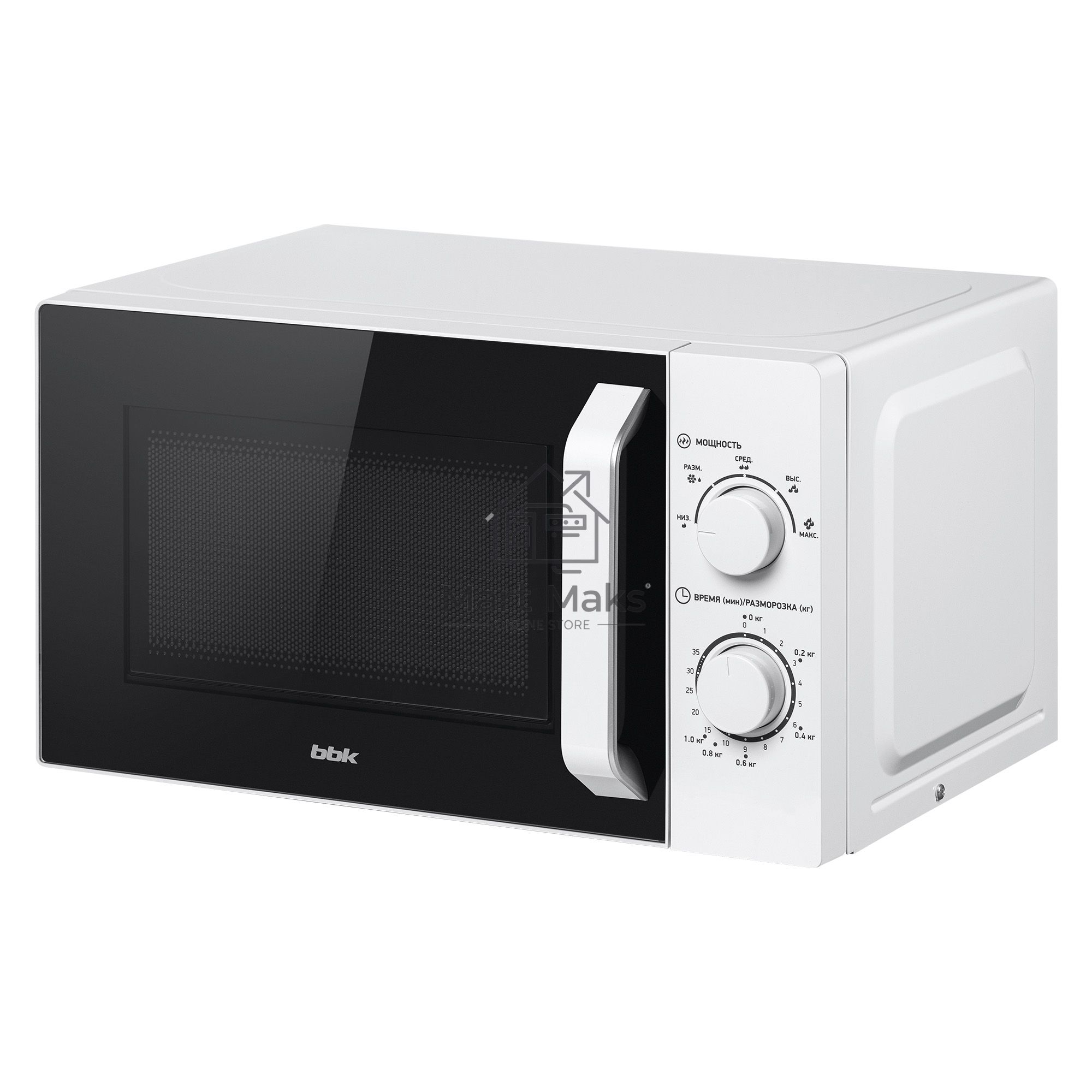 Микроволновая печь BBK 20MWS-761M/W белый, 20 л, 700 Вт, переключатели - поворотный механизм