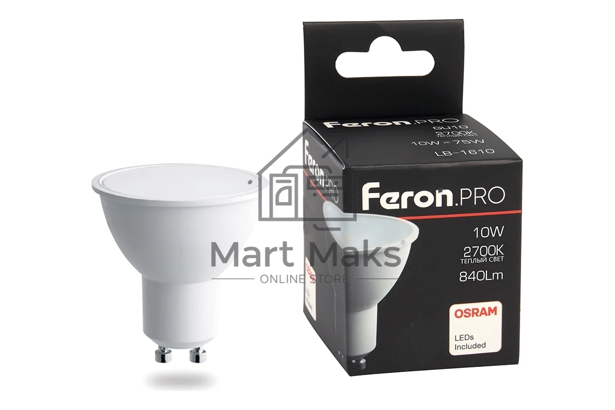 Лампа светодиодная Feron PRO LB-1610 (38161) 10 вт 230в GU10 теплый