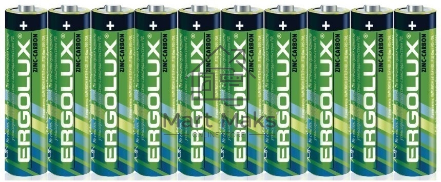 Мизинчиковая батарейка Ergolux R 03 SR10 (R03 SR10, ААА 1.5В)(10 шт. в уп-ке)