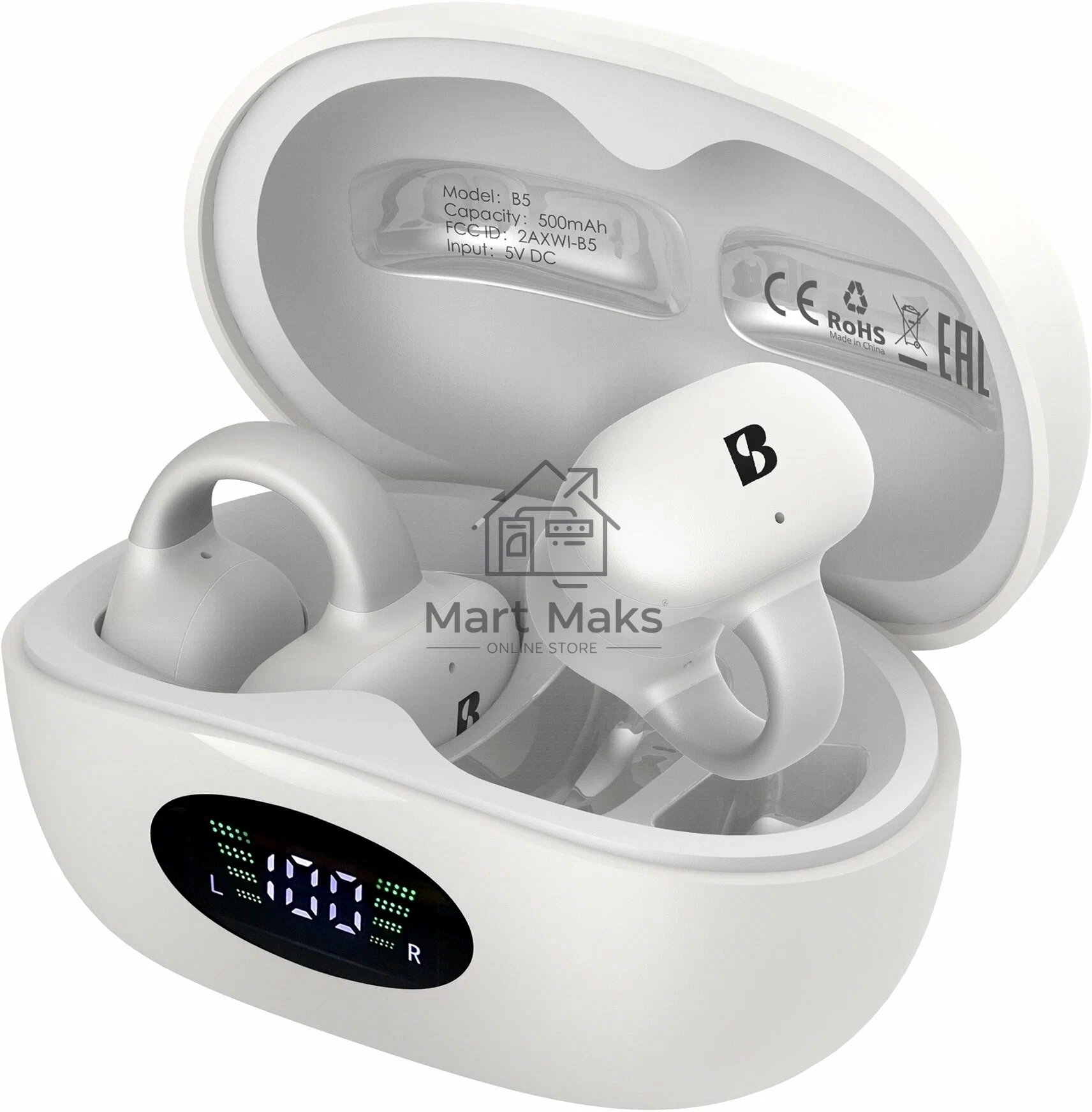 Гарнитура вкладыши A4Tech Biosong B5 TWS белый беспроводные bluetooth крепление за ухом